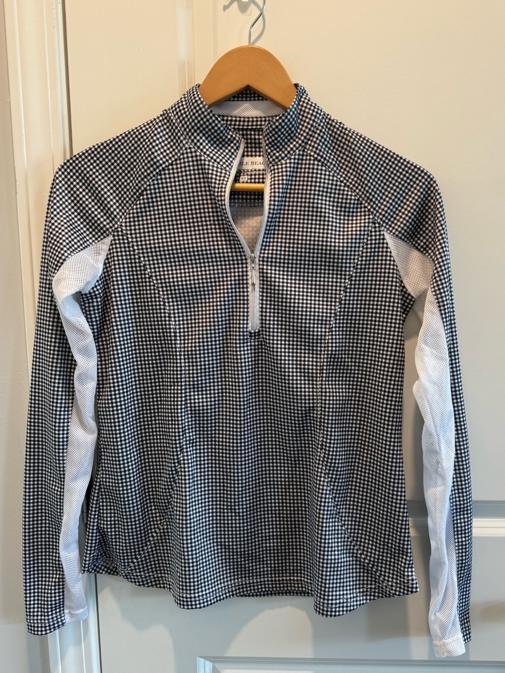 Pebble Beach DryLuxe Performance Pullover XS Black White Gingham Quarter Zip